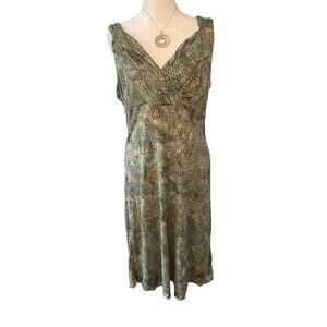 Nomadic Traders Women’s L Sundress Brown W/ Aqua Blue Print